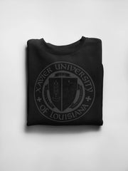 "Stdnt Union" Black on Black XULA 3D Puff Emblem Crewneck