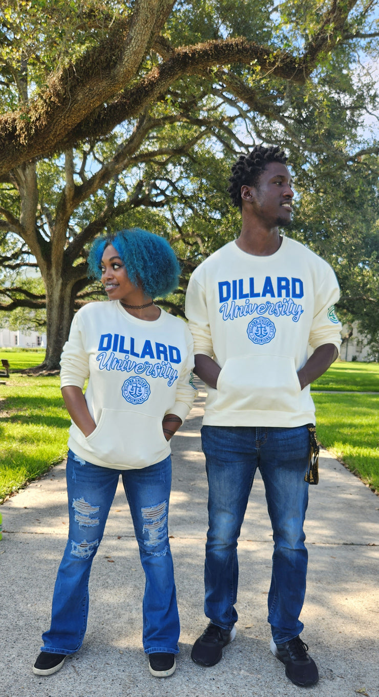 "STDNT UNION" DU Creamy Bleu Crewneck with Sleek Pocket